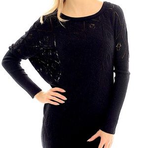Crochet-look Dolman Sweater